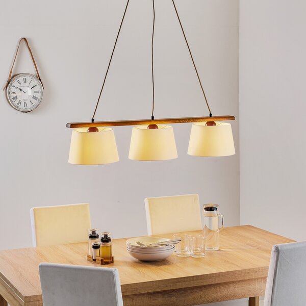 Lamkur Lampă suspendată Sweden, 3 becuri, stejar rustic, reglabil, Lemn, Camera de zi / sufragerie, Lemn, Modern