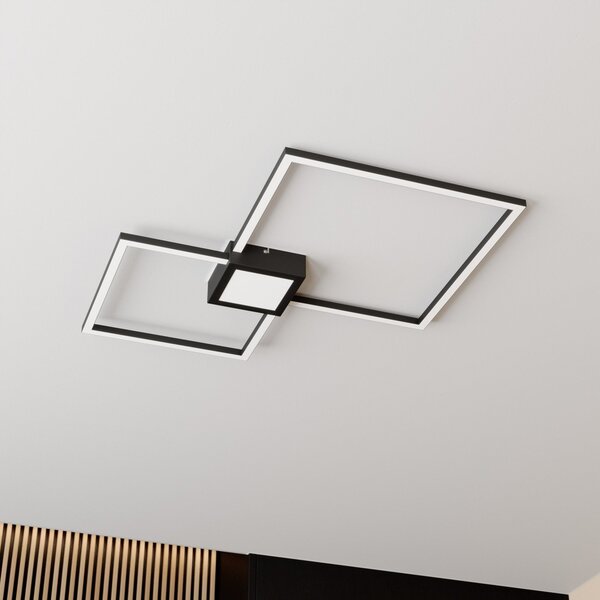 Plafoniere Lindby, Duetto, reglabil, Negru, Camera de zi, Metal, Modern