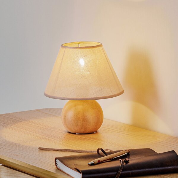 Envostar Gill Lampă de masă, lemn natural/abajur bej, Lemn, Camera de zi / sufragerie, Lemn, Modern