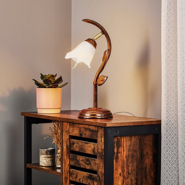 Lamkur Lampa de masă Siena, design florentin, înălțime 40 cm, Maro / Rugină, Camera de zi / sufragerie, Metal, Florentin