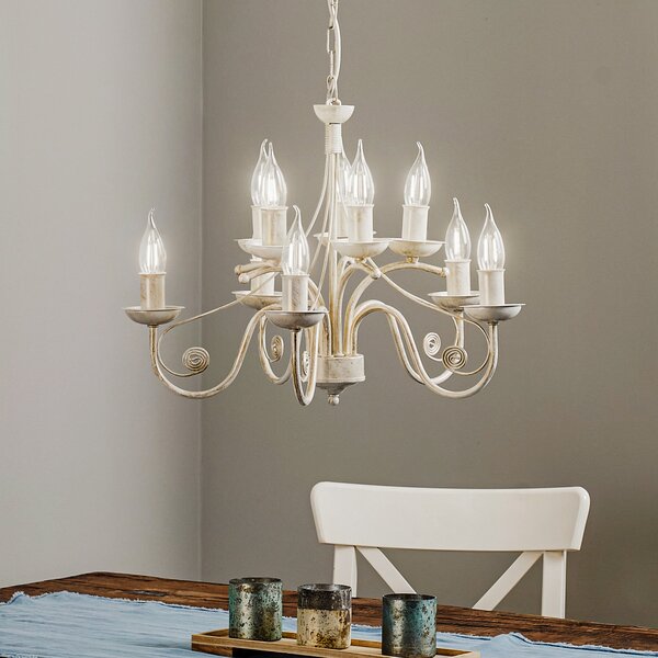 Lamkur Candelabru Ayleen din oțel, 10 becuri, alb, reglabil, Alb, Camera de zi / sufragerie, Metal, Antichitate