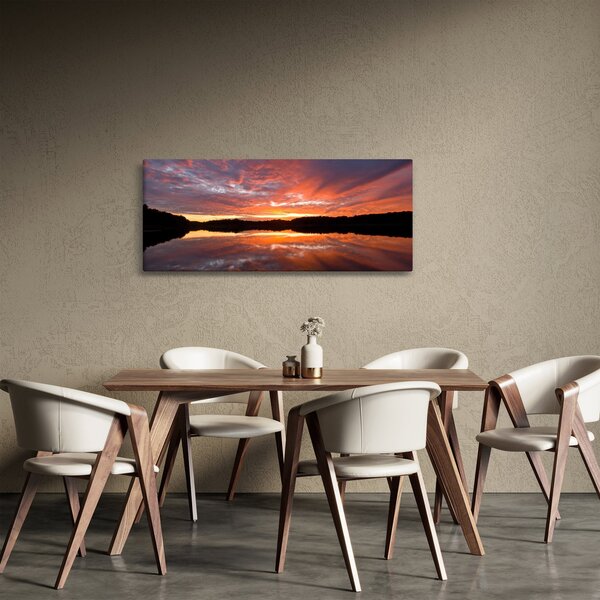 Tablou - Apus de soare peste lac (120x50 cm)