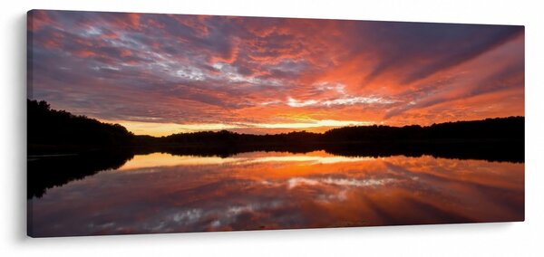 Tablou - Apus de soare peste lac (120x50 cm)