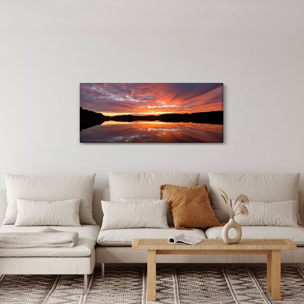 Tablou - Apus de soare peste lac (120x50 cm)
