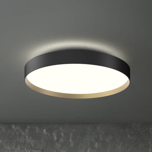 LOOM DESIGN Plafonieră LED Lucia negru/culoare aur Ø 60 cm, reglabil, Negru, Camera de zi / sufragerie, Metal, Modern