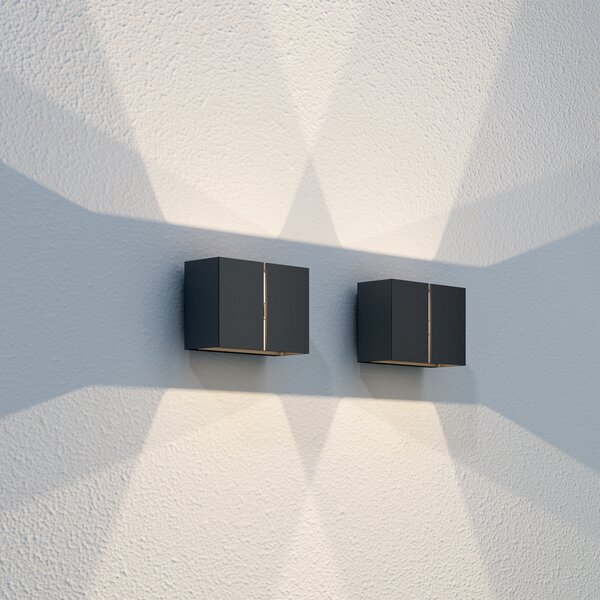 LOOM DESIGN Ask LED lampă de perete în aer liber sus/jos negru, Negru, Metal, Modern, Priză de perete sus / jos