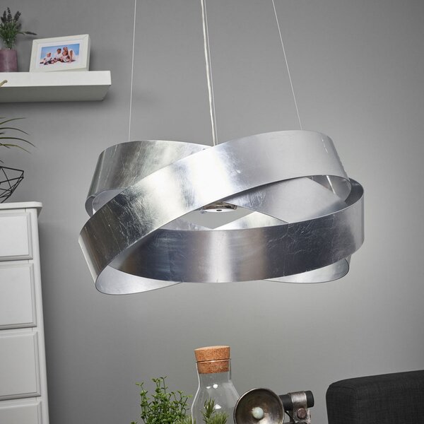Marchetti Lampă suspendată Pura cu frunze de argint, 60cm, 8x G9, reglabil, Metalic, Camera de zi / sufragerie, Metal, Design
