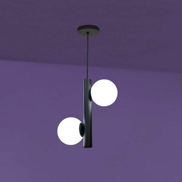 Marchetti Lampă suspendată Tin-Tin, cu două lumini, negru, reglabil, Negru, Camera de zi / sufragerie, Metal, Modern