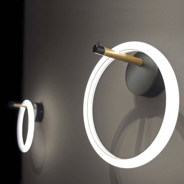Marchetti Aplică cu LED Ulaop, un inel, negru, reglabil, Negru, Camera de zi / sufragerie, Metal, Design