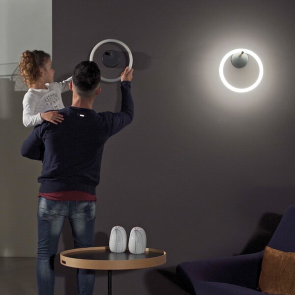 Marchetti Aplică cu LED Ulaop, un inel, negru, reglabil, Negru, Camera de zi / sufragerie, Metal, Design