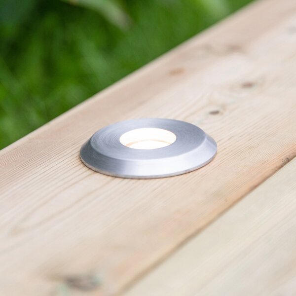 Markslöjd Garden 24 Decklight, argintiu, lumină în partea superioară, 0,8 W, reglabil, Gri, Metal, Modern, Încastrate în sol