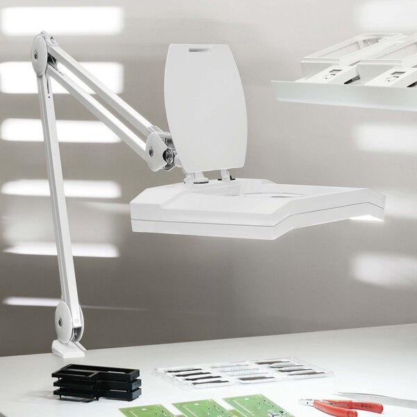 Maul Lampă de mărire cu LED MAULvitrum, alb, clemă, metal, Alb, Studiu / Birou, Metal, Modern, Corpuri de iluminat cu clemă / cu fișă