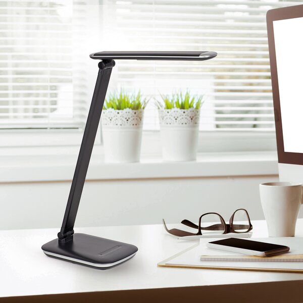 Maul Lampă de masă cu LED MAULjazzy, negru, înălțime 43 cm, port USB dimabil, reglabil, Negru, Studiu / Birou, Plastic, Modern