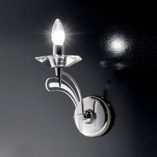 Metallux Aplică perete ICARO 1 bec, sticlă cristal, crom, reglabil, Metalic, Camera de zi / sufragerie, Metal