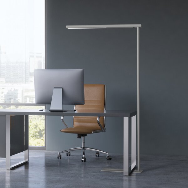 Maul Lampadar LED pentru birou MAULjet, argintiu, înălțime 195 cm, Metalic, Studiu / Birou, Metal, Modern