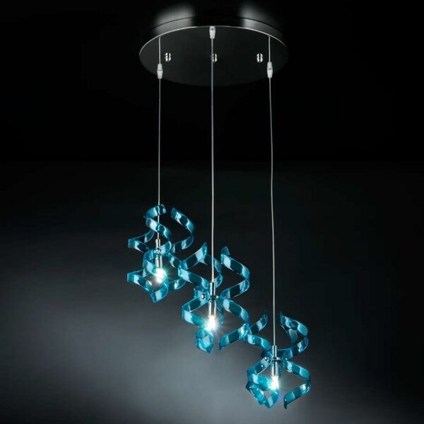 Metallux Lampă suspendată Blue, 3 becuri, reglabil, Albastru, Camera de zi / sufragerie, Metal, Design