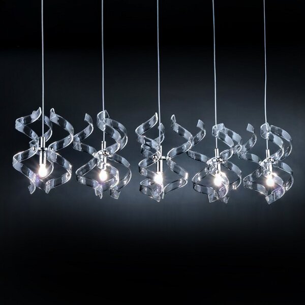 Metallux Lampă suspendată Crystal 5 becuri, reglabil, Gri, Camera de zi / sufragerie, Metal, Design