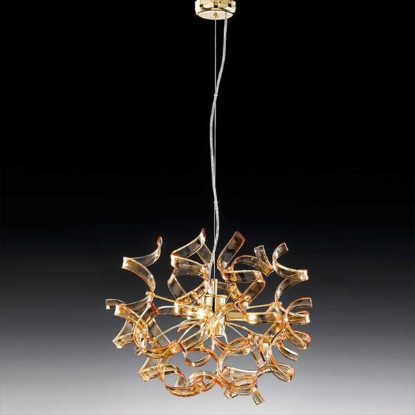 Metallux Lampă suspendată Amber 40 cm Ø, reglabil, Auriu / Alamă, Camera de zi / sufragerie, Metal, Design