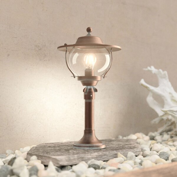 Moretti Luce Lampă cu soclu Adessora, alamă, sticlă, înălțime 48 cm, Bronz / Alamă Veche, Metal, Antichitate