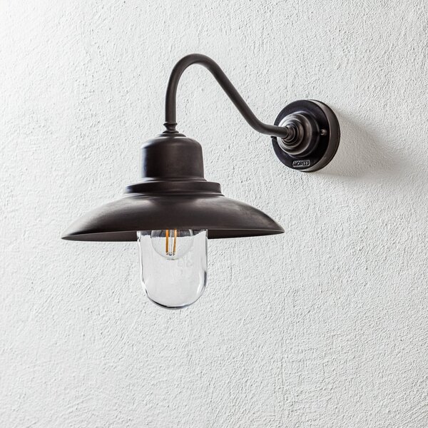 Moretti Luce Aplică de exterior Patio, alamă brunată, curbă, reglabil, Bronz / Alamă Veche, Metal, Maritimă