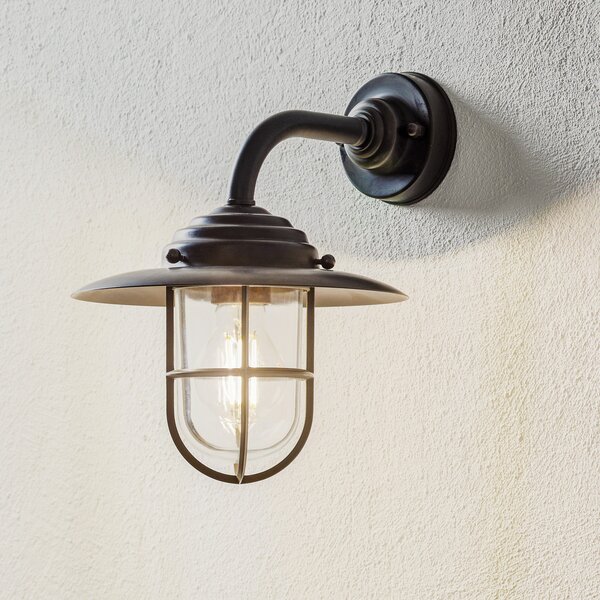 Moretti Luce Aplică exterior Chalet grilaj alamă, brunat, clar, reglabil, Bronz / Alamă Veche, Metal, Casă de țară / Rustic