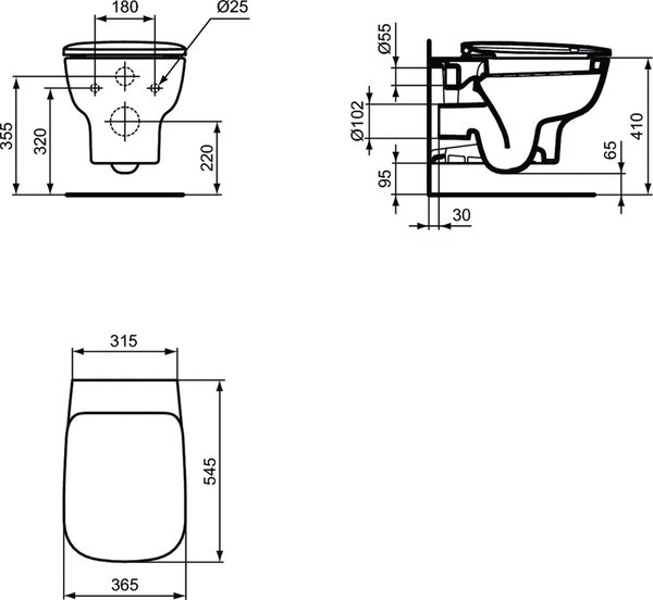 Ideal Standard Esedra vas wc agăţat alb T281401