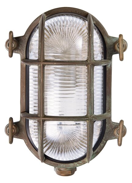 Moretti Luce Aplică de exterior Tortuga ovală 17cm alamă antic, reglabil, Bronz / Alamă Veche, Metal, Maritimă