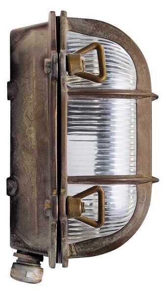Moretti Luce Aplică de exterior Tortuga ovală 17cm alamă antic, reglabil, Bronz / Alamă Veche, Metal, Maritimă