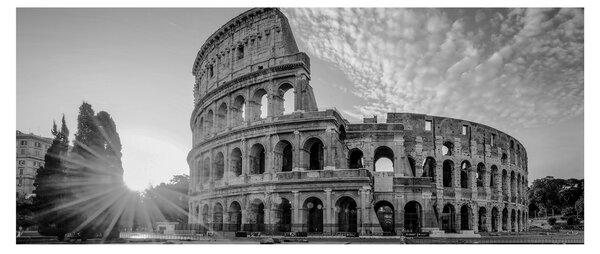 Tablou - Colosseum din Roma, alb-negru (120x50 cm)