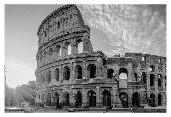 Tablou - Colosseum din Roma, alb-negru (90x60 cm)