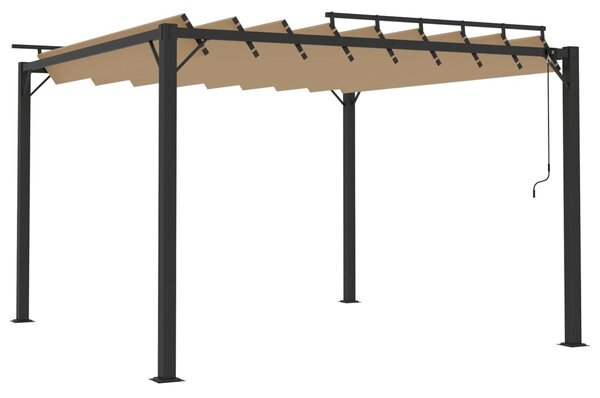 Pavilion cu acoperiș jaluzea gri taupe 3x3 m țesătură&aluminiu