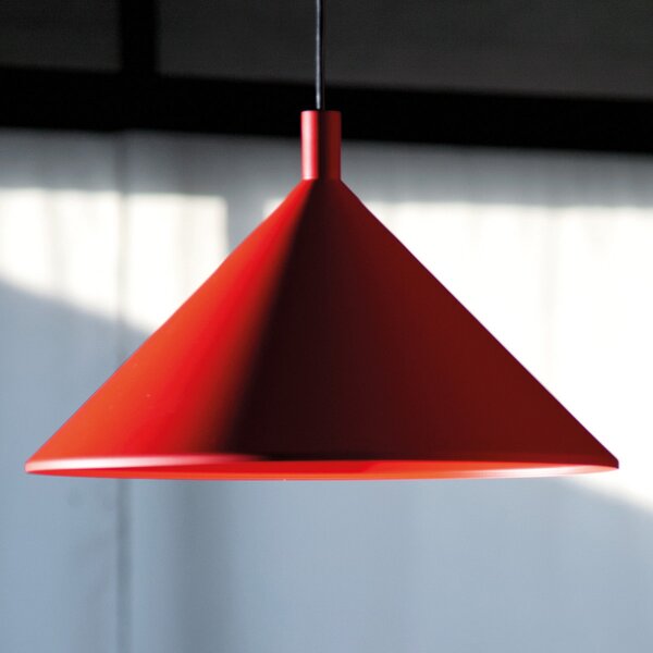 Martinelli Luce Cono lampă susp. roșu, Ø 30 cm, reglabil, Roșu, Camera de zi / sufragerie, Metal, Design