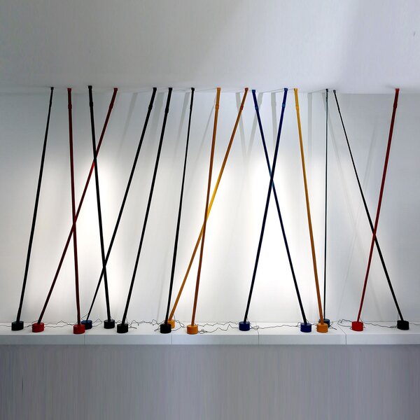 Martinelli Luce Elastica lampă podea bandă, galben, reglabil, Galben, Camera de zi / sufragerie, Țesătură / Textil, Design