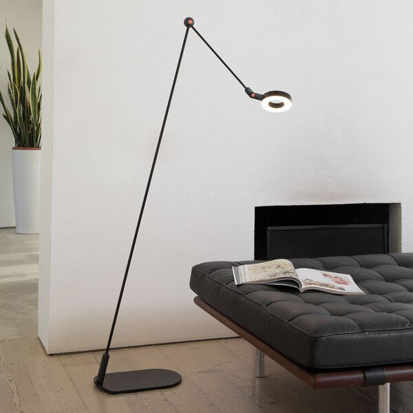 Martinelli Luce L'Amica lampă podea LED, negru, Negru, Camera de zi / sufragerie, Metal, Design