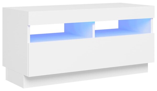 Comodă TV cu lumini LED, alb, 80x35x40 cm