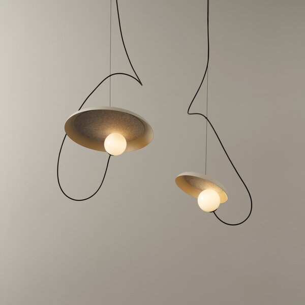 Milan Iluminación Lampă suspendată din sârmă Ø 24 cm, culoare nurcă, reglabil, Bej, Camera de zi / sufragerie, Metal, Design