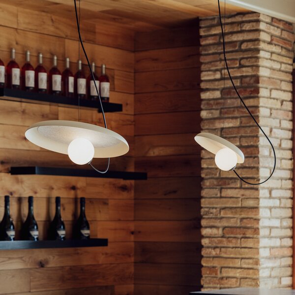 Milan Iluminación Lampă suspendată din sârmă Ø 24 cm, culoare nurcă, reglabil, Bej, Camera de zi / sufragerie, Metal, Design