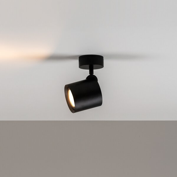 Milan Iluminación Kronn plafonieră 1 bec h=16,6cm negru, reglabil, Negru, Camera de zi / sufragerie, Metal, Design