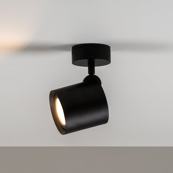 Milan Iluminación Kronn plafonieră 1 bec h=16,6cm negru, reglabil, Negru, Camera de zi / sufragerie, Metal, Design