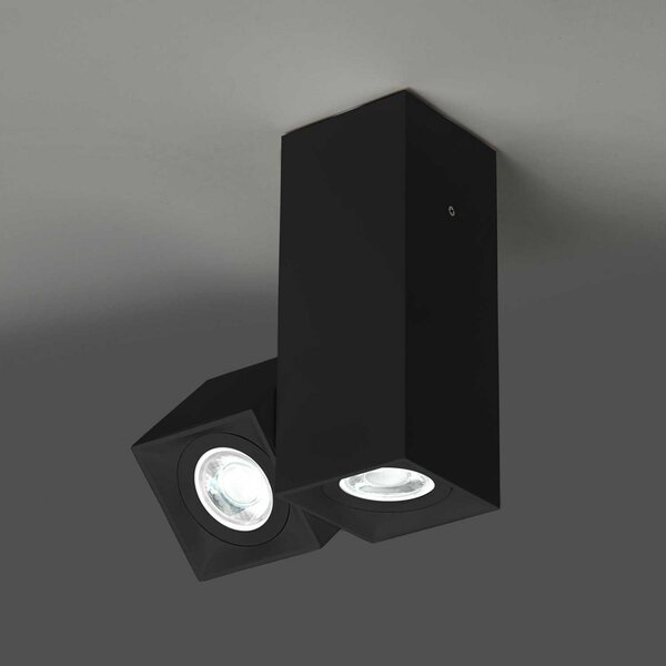 Milan Iluminación Dau Spot plafonieră 2 becuri negru, reglabil, Negru, Camera de zi / sufragerie, Metal, Modern