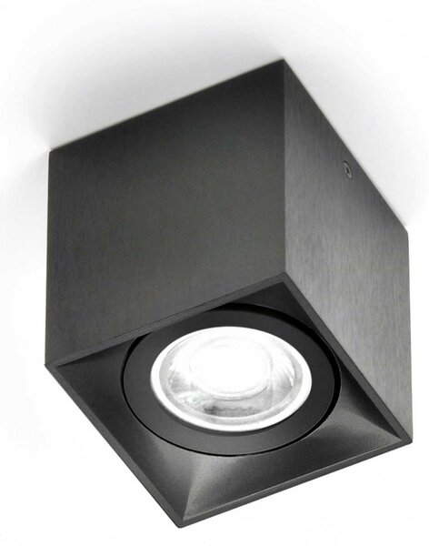 Milan Iluminación Dau Spot plafonieră cubică negru, reglabil, Negru, Camera de zi / sufragerie, Metal, Modern