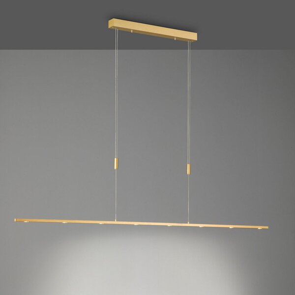 Quitani Lampă suspendată LED Tolu, lungime 179 cm, alamă, reglabil, Auriu / Alamă, Camera de zi / sufragerie, Metal, Modern
