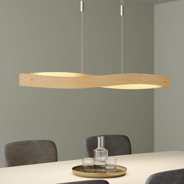 Quitani Suspensie cu LED Lian, stejar/natural, reglabil, Lemn, Camera de zi / sufragerie, Lemn, Design