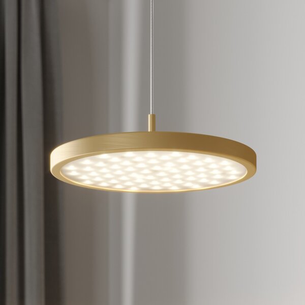 Quitani Lampă suspendată cu LED Gion, 1 focar, alb/aur, reglabil, Auriu / Alamă, Camera de zi / sufragerie, Metal, Modern
