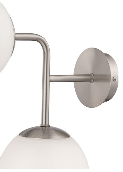 Maytoni Aplică de perete Erich, culoare nichel, sticlă/metal, 2 becuri., reglabil, Metalic, Camera de zi / sufragerie, Metal
