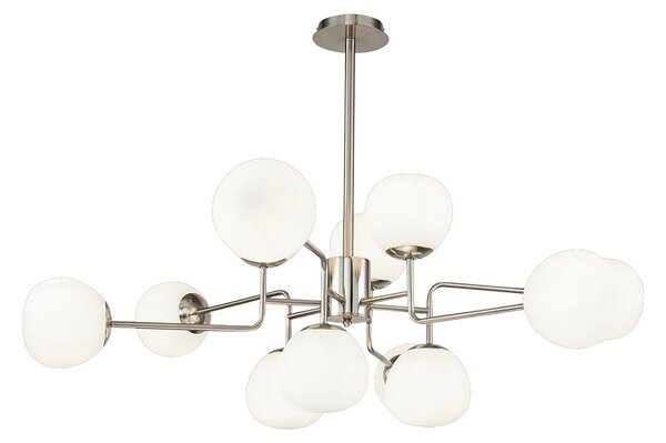 Maytoni Candelabru Erich, sticlă/metal nichelat 12 becuri., reglabil, Metalic, Camera de zi / sufragerie, Metal, Modern, glob