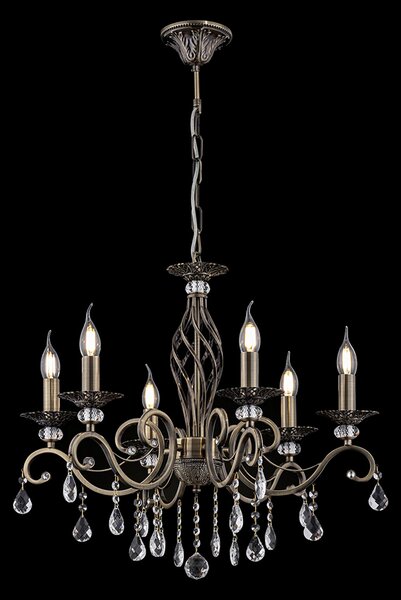 Maytoni Grace candelabru 6 becuri alamă/alb, reglabil, Auriu / Alamă, Camera de zi / sufragerie, Metal