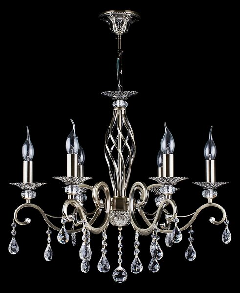 Maytoni Grace candelabru 6 becuri alamă/alb, reglabil, Auriu / Alamă, Camera de zi / sufragerie, Metal