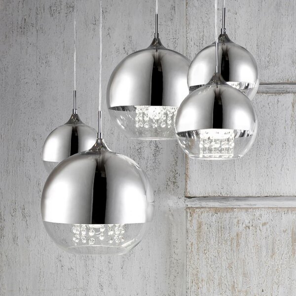 Maytoni Fermi lampă susp 5 becuri perdea cristale, reglabil, Metalic, Camera de zi / sufragerie, Metal, Modern