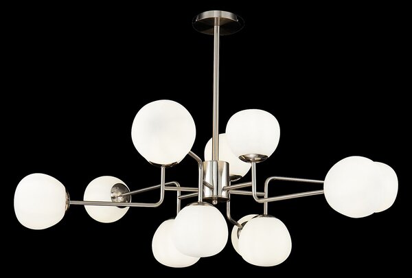 Maytoni Candelabru Erich, sticlă/metal nichelat 12 becuri., reglabil, Metalic, Camera de zi / sufragerie, Metal, Modern, glob